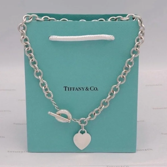Tiffany & Co. Heart Tag Toggle Necklace Sterling Silver 925 Gift Box & Pouch - Picture 3 of 12